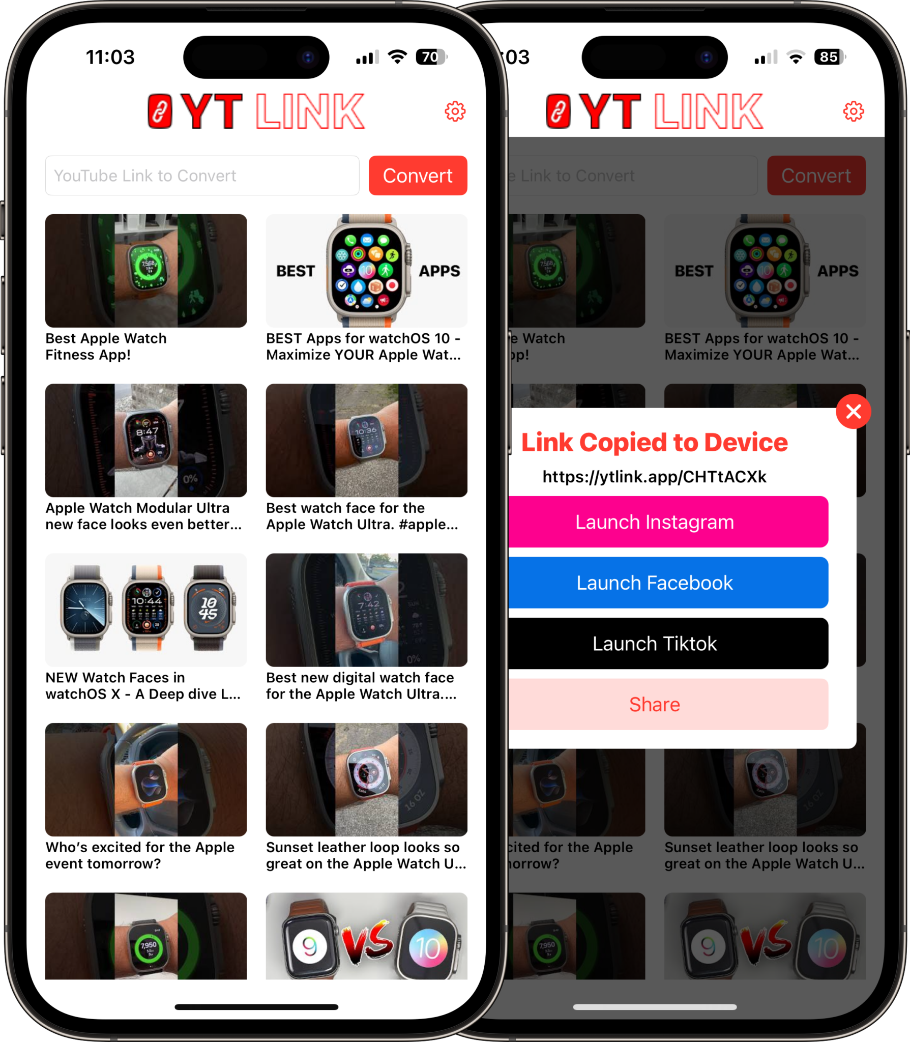 YT Link App Screenshot